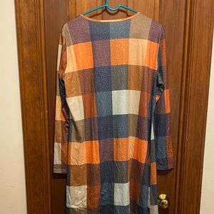 Colorful Plaid Long Sleeve Dress